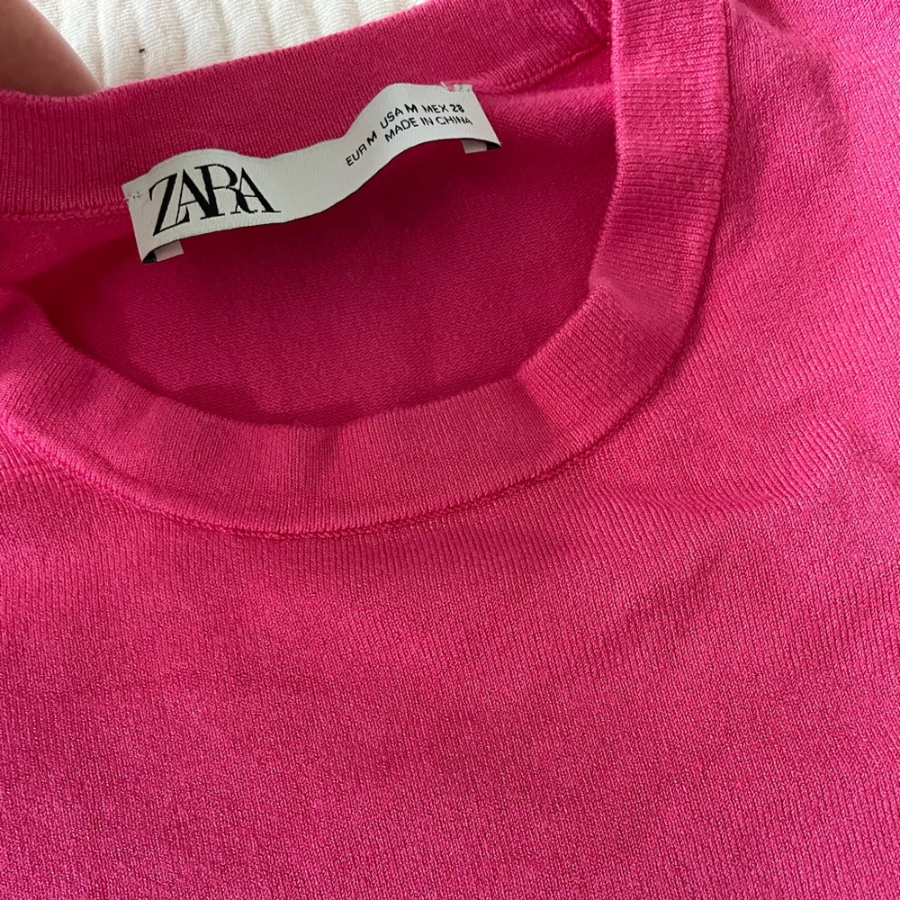 NWOT Zara Basic Knit Short Sleeve Sweater - Picture 2 of 4